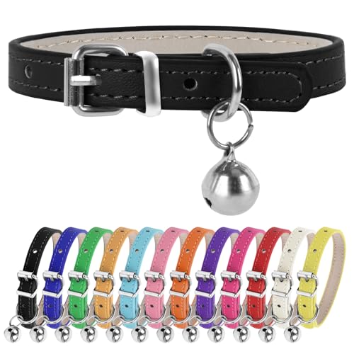 ChengFu XXS Hundehalsband, Teetasse, Hundehalsband, Teetasse, Hundehalsband für kleine Hunde und Katzen, Schwarz, 0,95 cm Breite von ChengFu