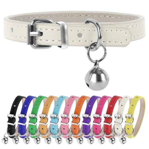 ChengFu XXS Hundehalsband, Teetasse, Hundehalsband, Teetasse, Hundehalsband für kleine Hunde und Katzen, Weiß, 0,95 cm breit von ChengFu