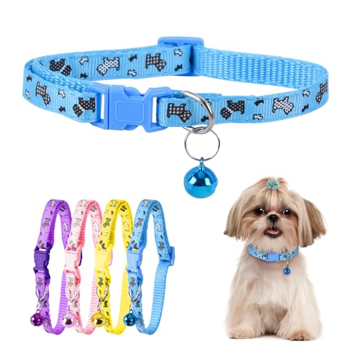 XXS Hundehalsband, Teetasse, bedrucktes Hundehalsband, Mini-bedrucktes Hundehalsband, Teetassen-Hundehalsband für kleine Hunde und Katzen, Blau, 1,9 cm Breite von ChengFu