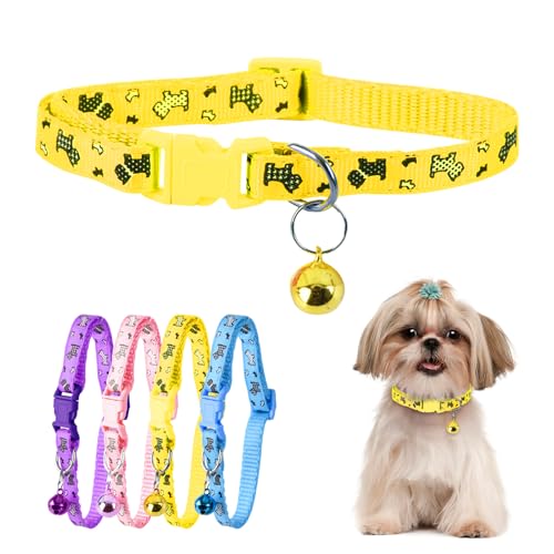 XXS Hundehalsband, Teetasse, bedrucktes Hundehalsband, Mini-bedrucktes Hundehalsband, Teetassen-Hundehalsband für kleine Hunde und Katzen, Gelb, 0,95 cm Breite von ChengFu