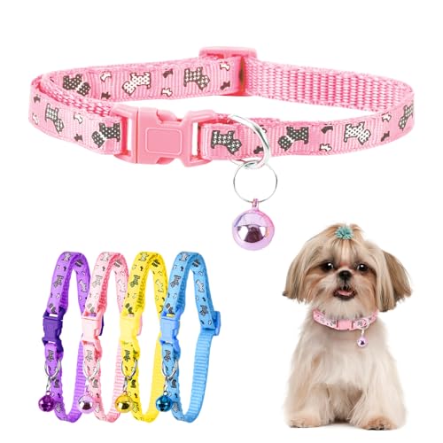 XXS Hundehalsband, Teetasse, bedrucktes Hundehalsband, Mini-bedrucktes Hundehalsband, Teetassen-Hundehalsband für kleine Hunde und Katzen, Rosa, 1,9 cm Breite von ChengFu