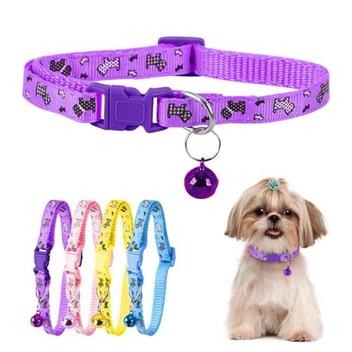 XXS Hundehalsband, Teetasse, bedrucktes Hundehalsband, Mini-bedrucktes Hundehalsband, Teetassen-Hundehalsband für kleine Hunde und Katzen, Violett, 1,9 cm Breite von ChengFu