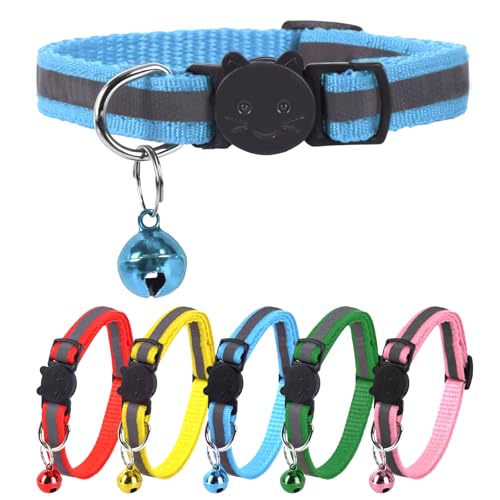 XXS Hundehalsband, Teetasse, reflektierendes Halsband, Mini-reflektierendes Halsband, Teetassen-Hundehalsband für kleine Hunde und Katzen, Blau, 1,9 cm Breite von ChengFu