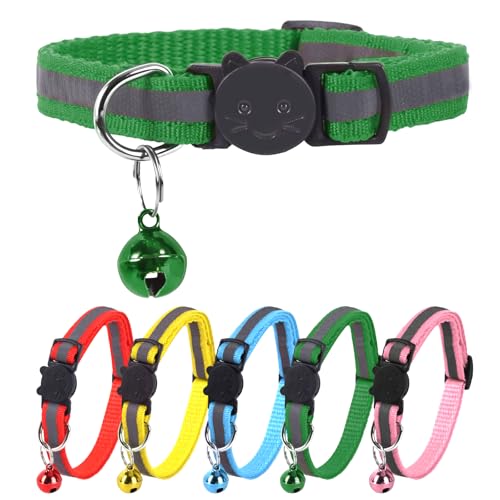 XXS Hundehalsband, Teetasse, reflektierendes Halsband, Mini-reflektierendes Halsband, Teetassen-Hundehalsband für kleine Hunde und Katzen, Grün, 1,9 cm Breite von ChengFu