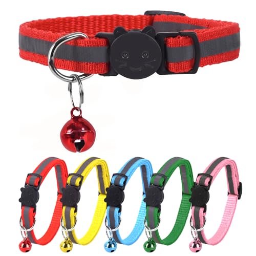 XXS Hundehalsband, Teetasse, reflektierendes Halsband, Mini-reflektierendes Halsband, Teetassen-Hundehalsband für kleine Hunde und Katzen, Rot, 1,9 cm Breite von ChengFu