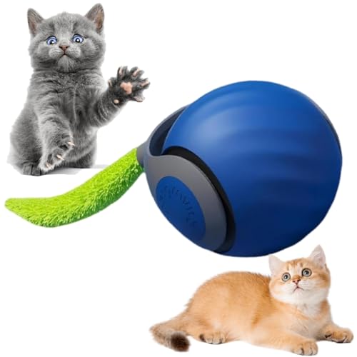 Speedy Tail Katzenspielzeug, wiederaufladbar, über USB wiederaufladbar, intelligenter interaktiver Katzenspielzeug/Y-Ball, automatisch beweglicher Katzenball mit Schwanz, interaktives Spielzeug für von ChengJin