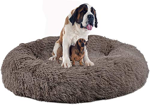 Flauschiges Hundebett, XXL, extra warm, rund, beruhigendes Fell-Haustierbett, Hundehütte, weiches Welpen-Sofa, XL, Plüsch-Donut-Kuscheltier für mittelgroße und große Hunde, waschbar von Chenge