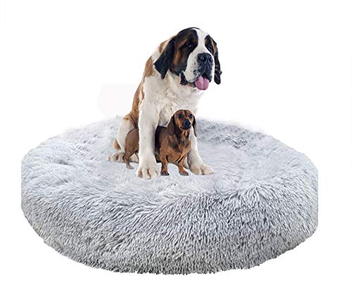 Flauschiges Hundebett, XXL, extra warm, rund, beruhigendes Fell-Haustierbett, Hundehütte, weiches Welpen-Sofa, XL, Plüsch-Donut-Kuscheltier für mittelgroße und große Hunde, waschbar von Chenge