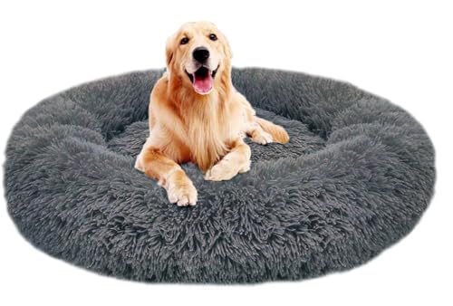 Großer Hundematte flauschig XXL-Kissen, orthopädisch, Hundebett gegen Stress XL, rundes Kissen, beruhigendes Hundebett für Hunde, Größe XXXL, Donut, rutschfest, Plüsch, Tierbegleiter, waschbar von Chenge