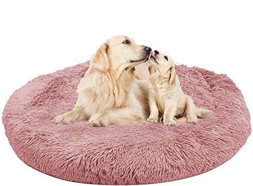 Plüsch-Donut-Hundebett, XL, flauschig, rund, warm, kuschelig, weiches Haustierbett, für Hunde, Katzen, beruhigend, verbessertes Schlafbett für mittelgroße und große Hunde von Chenge