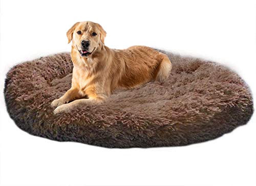 Plüsch-Haustierbett, beruhigendes Hundebett, Größe XL, Donut-Nest, warm, Kunstfell, für mittelgroße und große Hunde, maschinenwaschbar, 90 cm von Chenge