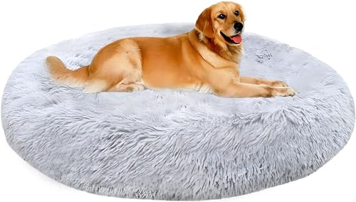 XXL Hundebett, Plüsch, rund, für Hunde, XL, orthopädisch, Anti-Stress-Kissen, für mittelgroße Hunde, waschbar, Größe XXXL, 90 cm von Chenge