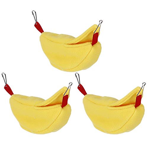 ChengyuWei 3 Sets Bananen-Hängematte für Hamsterbetten, warmes Betthaus für Kleintiere, Käfignest, Hamsterzubehör, hängendes Winter-Warmhaus für Kleintiere (Gelb) von ChengyuWei