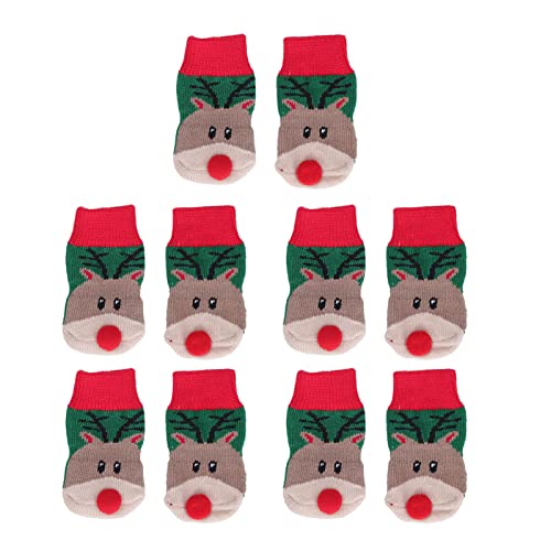 ChengyuWei 5 Sets rutschfeste Baumwollsocken für Hunde, Welpen, Katzen, weihnachtliche Hundesocken, Haustierschutz, weihnachtliche Hundesocken, modische, elchmustersichere (L) von ChengyuWei