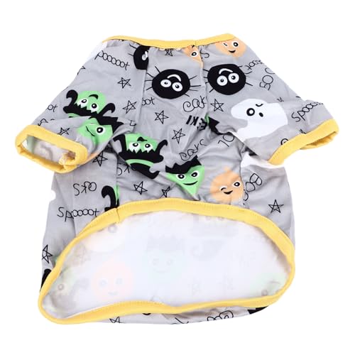 Halloween-Chic-Haustier-T-Shirt – Atmungsaktives Polyester-Ensemble Für Katzen Und Kleine Hunde, Größe M, Festliche Alltagskleidung von ChengyuWei