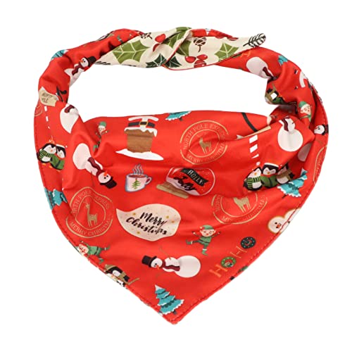 Hunde-Bandana, Hunde-Bandanas Weihnachten, Weihnachts-Hunde-Bandana, Hunde-Lätzchen, Coole, Bequeme, dreieckig Bedruckte Hunde-Bandanas für Hunde (Roter Hintergrund Weihnachten+Blätter) von ChengyuWei