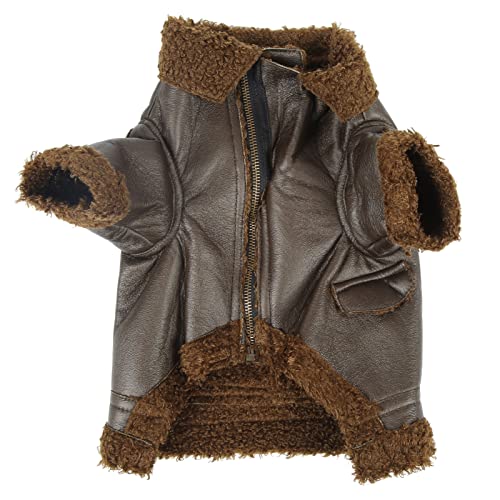 Hunde-Wintermantel, Hunde-Lederjacke, Hunde-Lederjacke, warme Mäntel für Hunde, Winddichte Mäntel für kaltes Wetter, Haustier-Winter-Lederjacke für kleine (M) von ChengyuWei