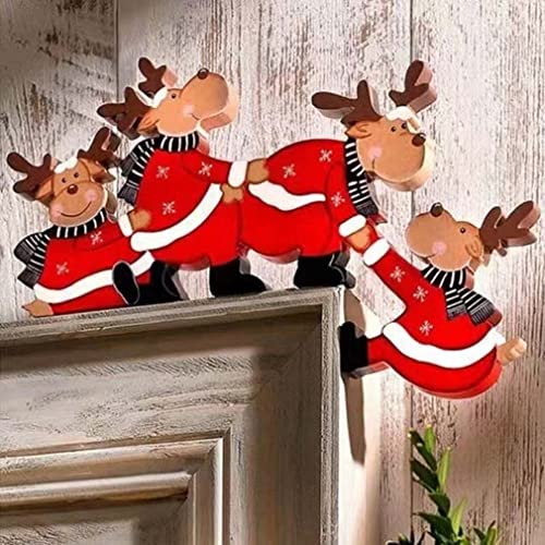 Lustige Weihnachten Türrahmen Dekorationen, Weihnachtsdeko Weihnachtsmann Deko, Weihnachtsdeko Purzelnde Elche, Weihnachtsmann für Türrahmen Deko Holz Weihnachten Türrahmen Ornament Für Home (B) von Chenri