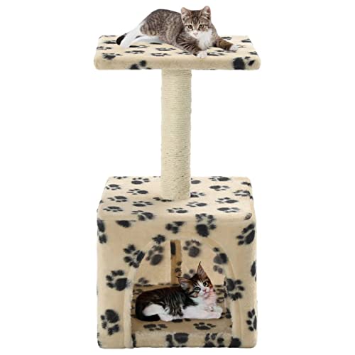 Chenshu Katzen-Kratzbaum, Katzenzubehöhr, Kratzbaum Für Katzen, Katze Baum, Katzenkratzbaum, Katzenturm, Katzenmöbel, Sisal 55 cm Beige Pfoten-Aufdruck von Chenshu