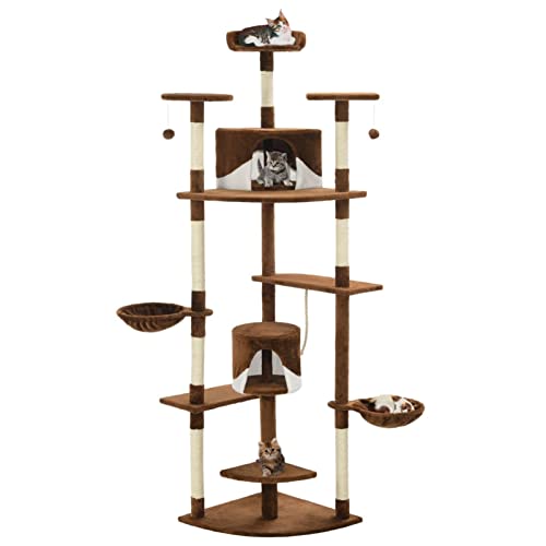 Chenshu Katzen-Kratzbaum, Katzenzubehöhr, Kratzbaum Für Katzen, Katze Baum, Katzenkratzbaum, Katzenturm, Katzenmöbel, mit Sisal-Kratzsäulen 203 cm Braun und Weiß von Chenshu