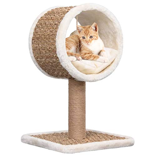 Chenshu Katzen-Kratzbaum, Katzenzubehöhr, Kratzbaum Für Katzen, Katze Baum, Katzenkratzbaum, Katzenturm, Katzenmöbel, mit Tunnel und Spielzeug 56 cm Seegras von Chenshu