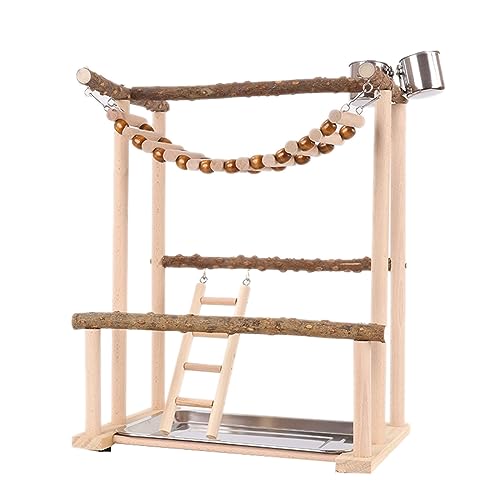 Chenxi Studio Lovebirds Papageienkäfig Plattform Sitzstange Ständer Brücke Schaukel Set Klettern Holzbrücke Trainingsspielzeug für Haustier Vogel von Chenxi Studio