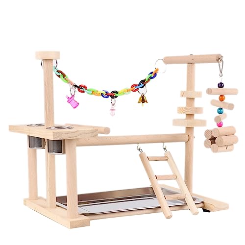 Chenxi Studio Lovebirds Papageienkäfig Sitzstange Ständer Brücke Schaukel Set Klettern Holzbrücke Trainingsspielzeug für Haustier Vogel von Chenxi Studio