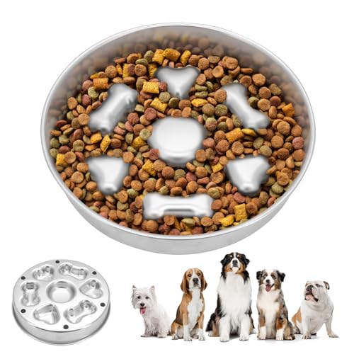 CheurYae Edelstahl Slow Feeder Hundenapf, Anti Schling Napf Hund,Anti Schling Napf Hund mit Anti-Rutsch Silikon Leckmatte,Hundenapf Langsame Hund Futternapf Katzennapf von CheurYae