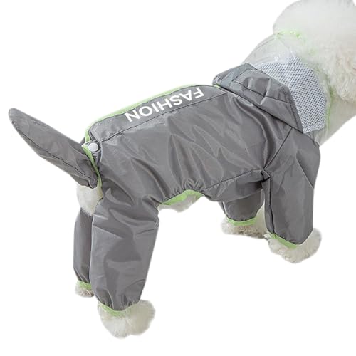 CheurYae Hunderegenmantel Wasserdichter Welpenregenmantel mit Abnehmbarer Schwanzdecke Leichter Hundeponcho mit Reflexstreifen Regenjacke mit Kapuze für kleine, mittlere Hunde und Welpen (L) von CheurYae