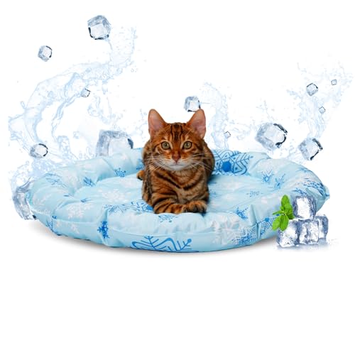 Chevws Kühlmatte Hund Pet kühlmatte für Hunde & Katzen, kühlmatte Katze mit Ungiftiges Gel,waschbar & komfortable Haustier Matte für alle Haustiere, Hellblau 55cm von Chevws