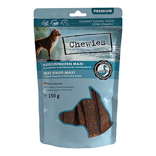 Chewies Fleischstreifen MAXI Hundeleckerli aus 100 % Entenfleisch - 150 g - luftgetrocknete Enten Kaustreifen für Hunde - zuckerfrei & getreidefrei - Dörrfleisch von der Ente von Chewies