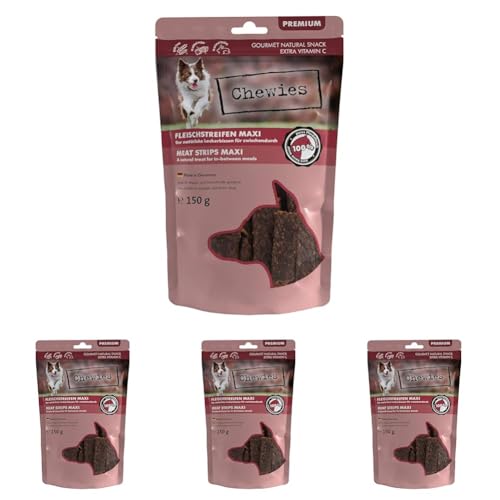 Chewies Fleischstreifen MAXI Hundeleckerli aus 100% Pferdefleisch - 150g - Fleischstreifen MAXI für Hunde - getrocknete Pferde Kaustreifen für Hunde - zuckerfrei & getreidefrei - Dörrfleisch vom Pferd von Chewies