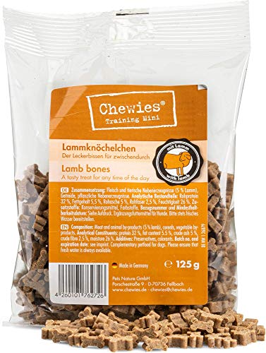 Chewies Hundeleckerli Lamm Knöchelchen - 4 x 125 g - Trainingsleckerli für Hunde - Fleisch Softies ohne Zucker - Hundesnack mit hohem Fleischanteil (500 g) von Chewies