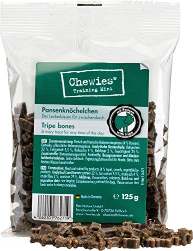 Chewies Hundeleckerli Pansen Knöchelchen - 4 x 125 g - Trainingsleckerli für Hunde - Fleisch Softies ohne Zucker - Hundesnack mit hohem Fleischanteil (500 g) von Chewies