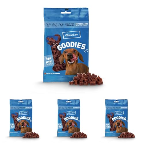 Chewies Hundeleckerli Training Mini Lachs Knöchelchen - 125 g - Hundesnacks zuckerfrei & mit hohem Fleischanteil - ideal als Trainings-Leckerli für Ihren Hund (Packung mit 4) von Chewies