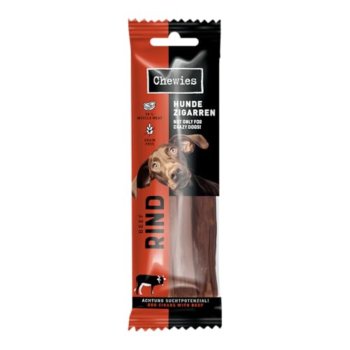 Chewies Hundezigarre, Getreidefrei, Ohne Zuckerzusatz, für Hunde Aller Altersklassen, hoher Proteingehalt (75g (1 Packung), Rind) von Chewies