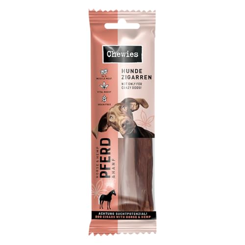 Chewies Hundezigarre, Getreidefrei, Ohne Zuckerzusatz, für Hunde aller Altersklassen, hoher Proteingehalt (75g (1 Packung), Pferd & Hanf) von Chewies