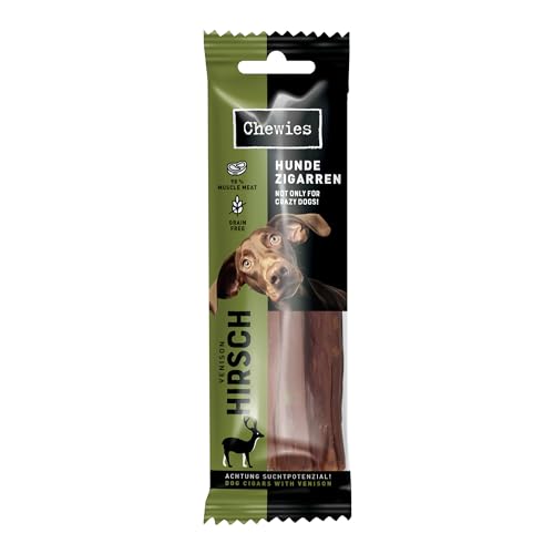 Chewies Hundezigarre Hirsch - Protein Kaustangen für Ihren Hund getreidefrei & zuckerfreie Hunde-Leckerli auch für Welpen & Senior Hunde geeignet, 10er Pack (je 75g) von Chewies