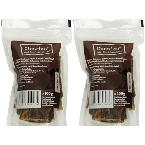 Chewies Kamel Dörrfleisch - 100 g - Natürlicher Kausnack für Hunde - Hypoallergen & ohne Zusatzstoffe - Hundesnack mit intensivem Geschmack (Packung mit 2) von Chewies