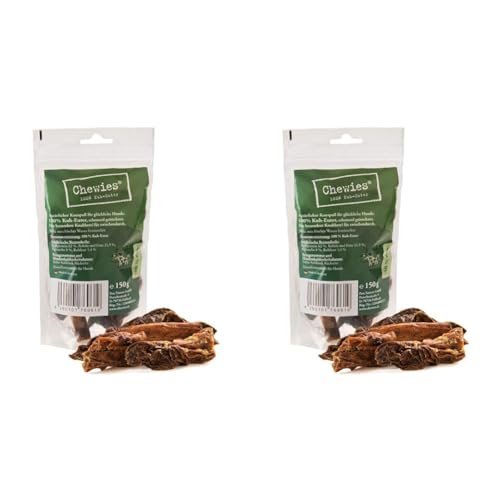 Chewies Kuh Euter Kauspaß - 150 g - Natürlicher Kausnack für Hunde - Schonend getrocknet & ohne Zusatzstoffe - Hundesnack von der Kuh, 4 Stück (2er Pack) von Chewies