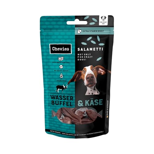 Chewies SALAMETTI Wasserbüffel & Käse Hundeleckerli getreidefrei, mit Protein, ohne Zucker & schonend luftgetrocknet, reich an Vitaminen & Mineralstoffen (8 x 200g) von Chewies