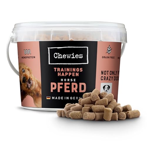 Chewies Trainings-Happen Pferd Hundeleckerli getreidefrei, Soft und ohne Zucker - Monoprotein Hunde-Leckerlis im wiederverschließbaren Eimer - Made in Germany (8 x 300 g) von Chewies