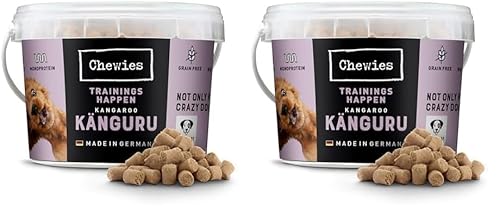 Chewies Trainingshappen Känguru - Monoprotein Snack für Hunde - 300 g - getreidefrei & zuckerfrei - Softe Leckerlies fürs Hundetraining - hypoallergen (Packung mit 2) von Chewies