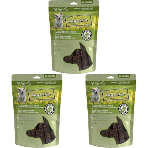 Fleischstreifen Mini Hundeleckerli aus 100% Kaninchenfleisch - 70 g - Snack für kleine Hunde - luftgetrocknete Kaninchen Kaustreifen - hypoallergen & getreidefrei - Dörrfleisch vom Kaninchen von Chewies