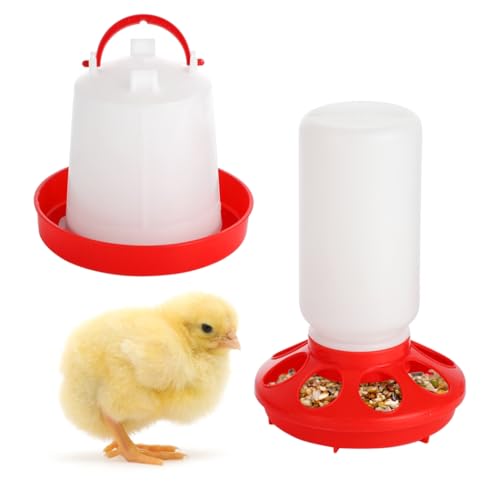 1L Hühner-Futterspender und 2L Bewässerungs-Set, hängende Baby-Kükenbewässerung, automatischer Küken-Futterspender und Bewässerungs-Kit für Baby Huhn Ente Bruder von Chewtoyo