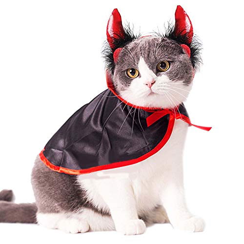 Chewtoyo Halloween Vampirumhang Kostüm mit Cosplay-Hörnern, süßem Hundeumhang und Mütze von Chewtoyo