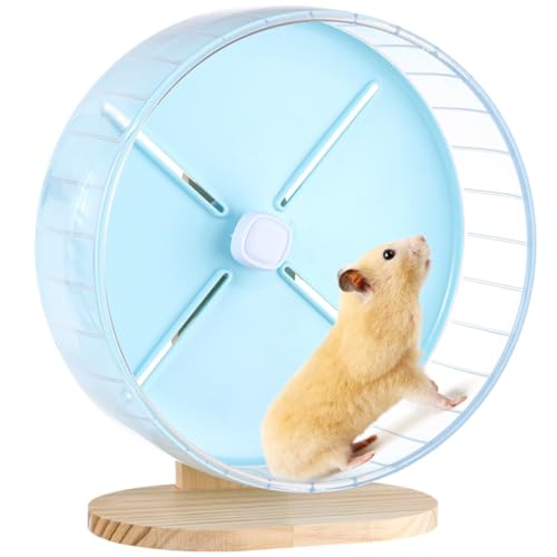 Silent Hamster Laufrad mit Ständer 10,2 Zoll Meerschweinchen Einstellbar Leise Spinner Chinchilla Laufrad mit Holzsockel Rennmäuse Zuckergleiter von Chewtoyo