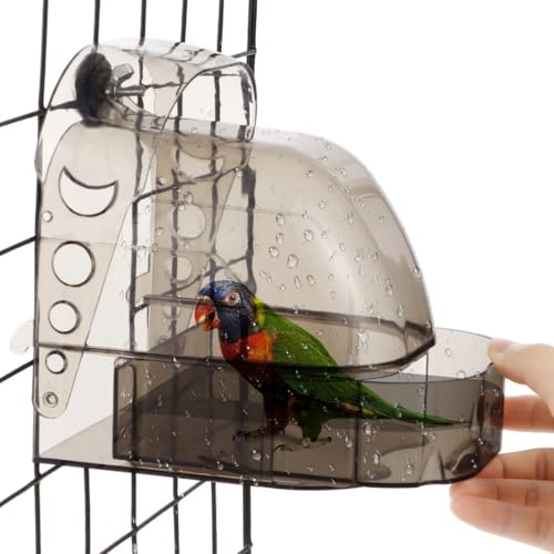 Vogelkäfig-Futterstation, Vogel-Hängebox, kein Auslaufen, Reinigungszubehör für kleine mittelgroße Vögel, geräumige Dusche für Papageien, Sittiche, transparente Badewanne mit unterer Schublade, von Chewtoyo