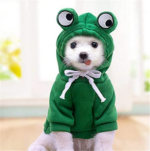 ChezAbbey Halloween-Kostüm für Hunde, Hundepullover für kaltes Wetter, mit Kordelzug, Kapuzenpullover, niedliches Frosch-Design, Hunde-Pyjama, Bekleidung, entzückender Haustier-Umwandlungsmantel von ChezAbbey