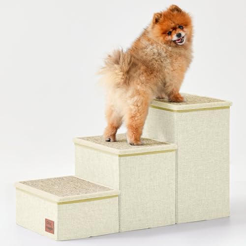 ChiXnuggle Hundetreppe für Bett und Couch, 43,2 cm hoch, 3 Stufen, tragbare Hundetreppe mit abnehmbaren Matten und Aufbewahrung, faltbare Haustiertreppe für kleine, mittelgroße oder große Hunde, von ChiXnuggle